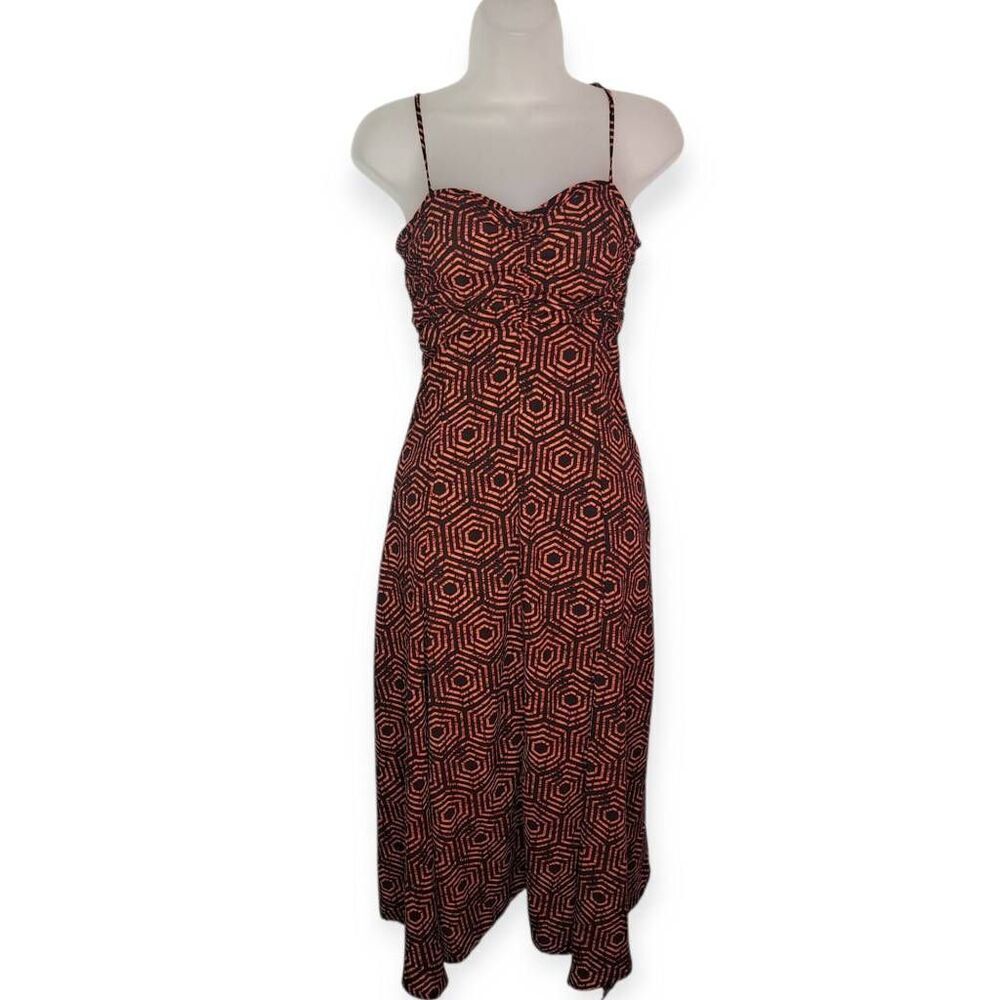 Urban Outfitters Women's Veronica Ruched Midi Dress sz XS NWT Geometric Pattern